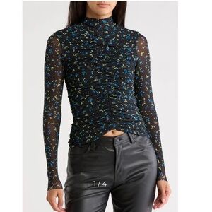 NWT AFRM $48 Blue Ruched Blouse